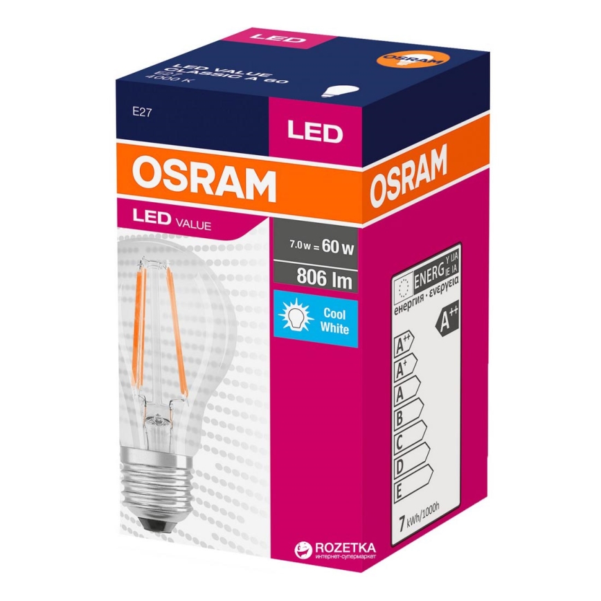 LED Lamp VINTAGE E27/7W/230V 4000K - Osram