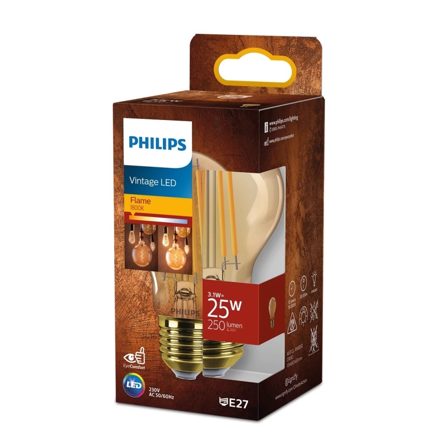 LED Lamp VINTAGE Philips A60 E27/3,1W/230V 1800K