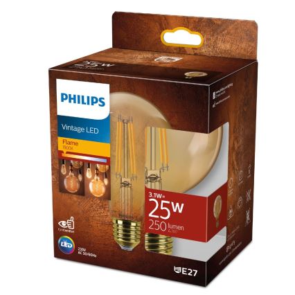 LED Lamp VINTAGE Philips G95 E27/3,1W/230V 1800K