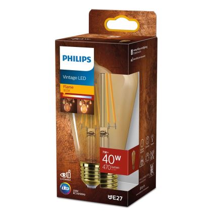 LED Lamp VINTAGE Philips ST64 E27/7W/230V 1800K