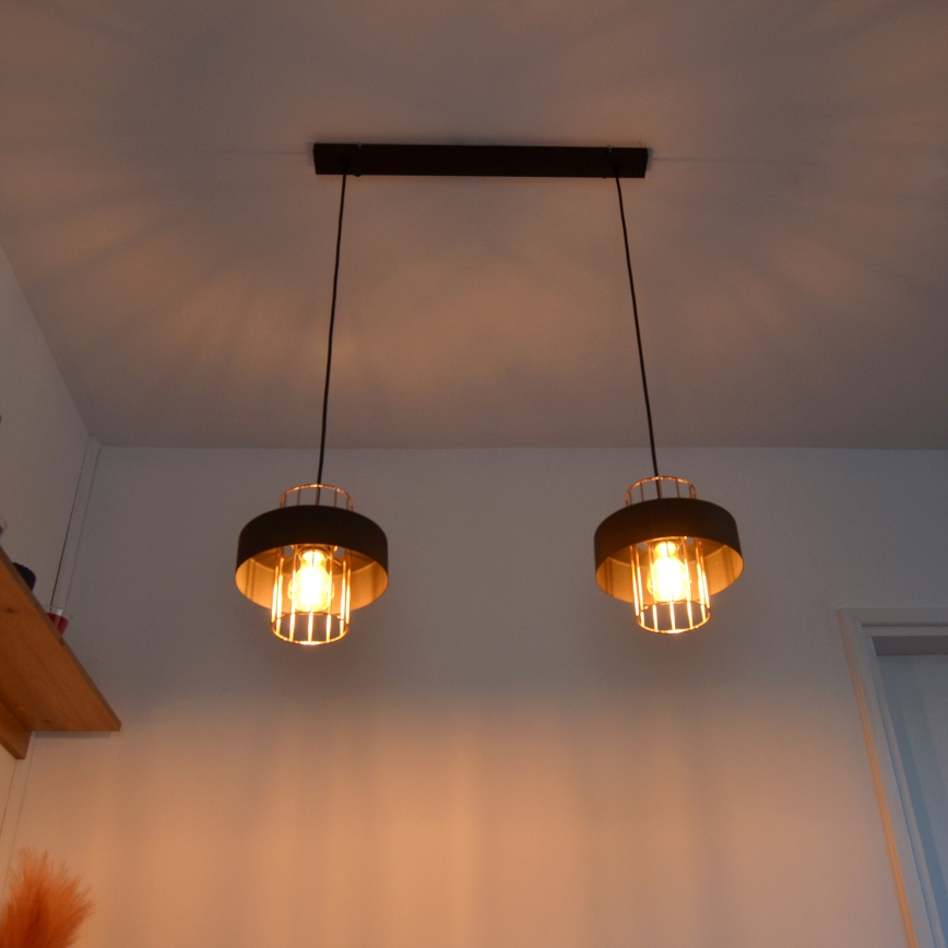 LED LED Hanglamp aan een koord VOLTA 2xE27/15W/230V zwart/goud
