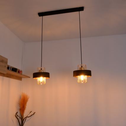 LED LED Hanglamp aan een koord VOLTA 2xE27/15W/230V zwart/goud