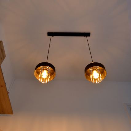 LED LED Hanglamp aan een koord VOLTA 2xE27/15W/230V zwart/goud