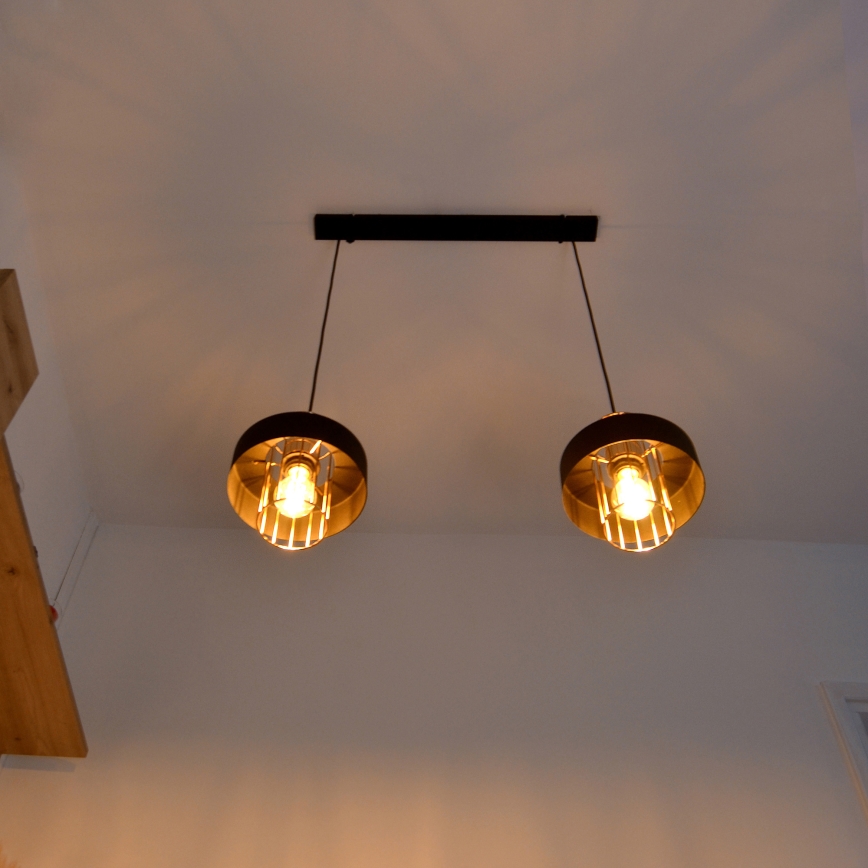 LED LED Hanglamp aan een koord VOLTA 2xE27/15W/230V zwart/goud