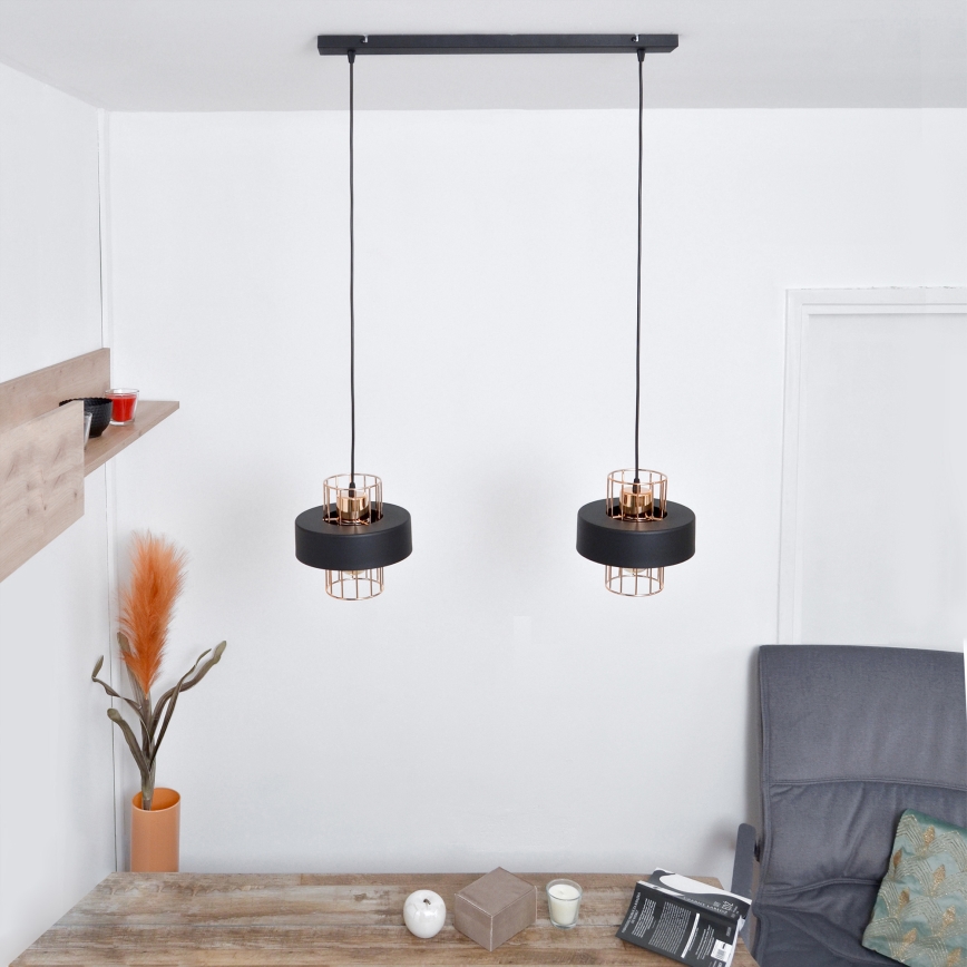 LED LED Hanglamp aan een koord VOLTA 2xE27/15W/230V zwart/goud
