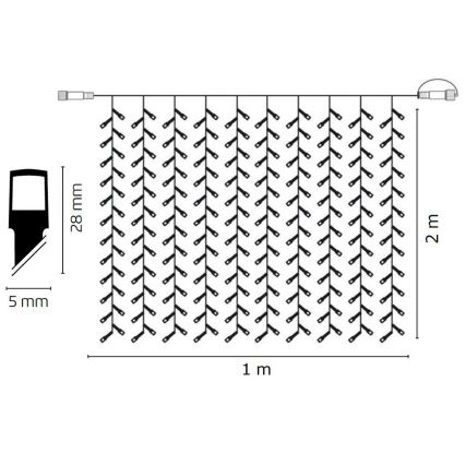 LED Lichtketting kerst voor buiten koppelbaar STANDART 2 m 100xLED/1,2W IP44