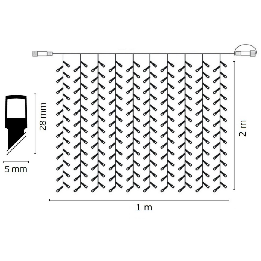 LED Lichtketting kerst voor buiten koppelbaar STANDART 2 m 100xLED/1,2W IP44