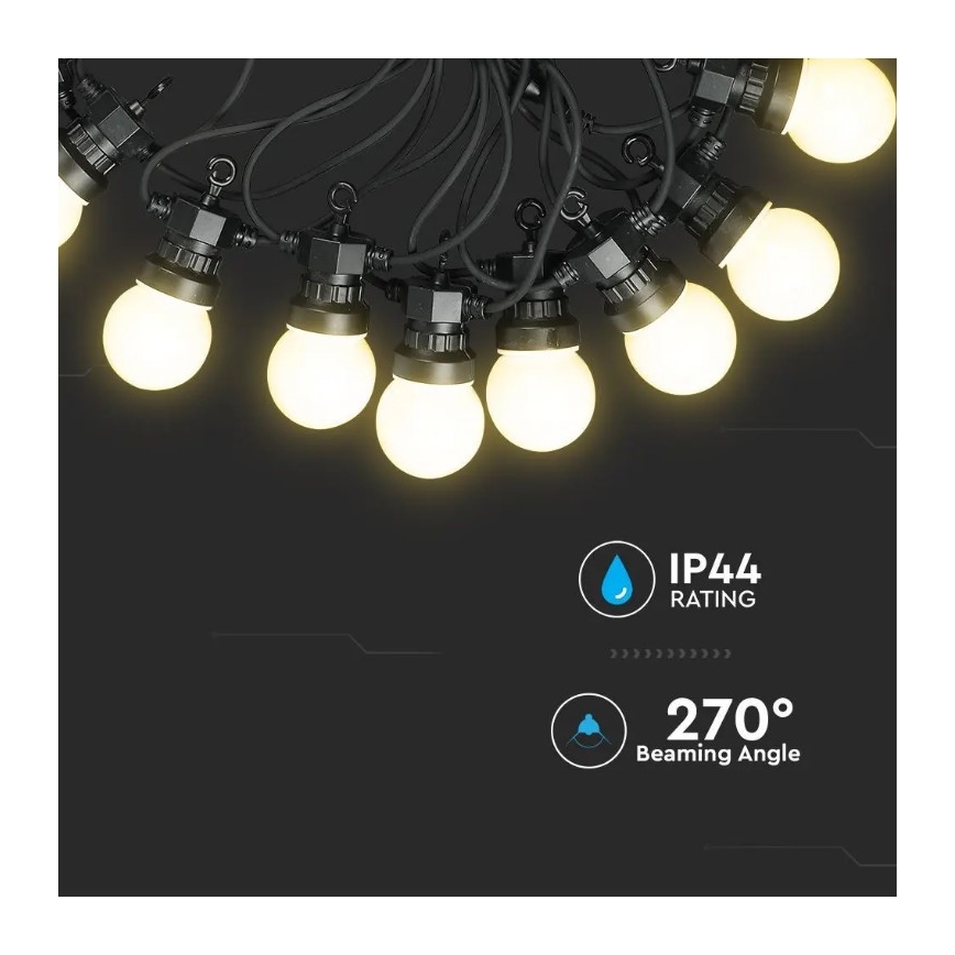 LED Lichtketting voor Buiten STRING 10m 20xLED/0,5W/230V IP44 6000K