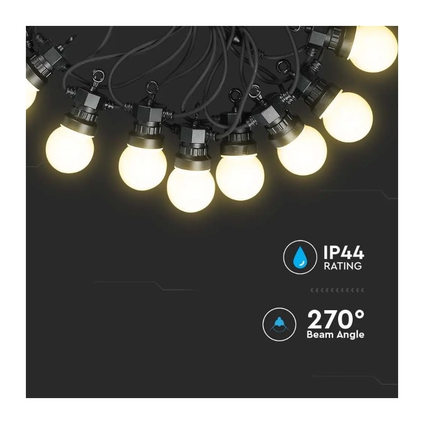 LED Lichtketting voor Buiten STRING 10m 20xLED/0,5W/24/230V 3000K IP44