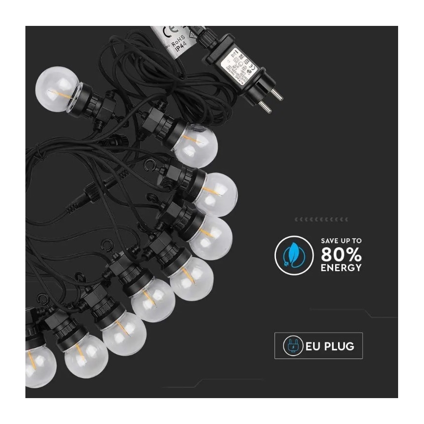 LED Lichtketting voor Buiten STRING 5m 10xLED/0,4W/24/230V 3000K IP44