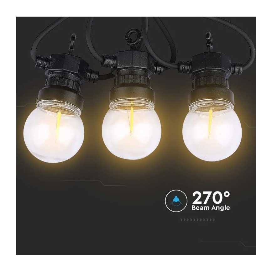 LED Lichtketting voor Buiten STRING 5m 10xLED/0,4W/24/230V 3000K IP44