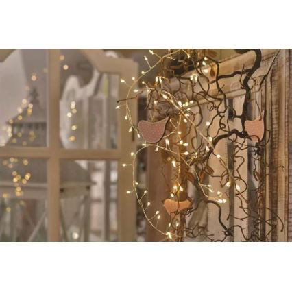 LED-lichtsnoer 100xLED/3xAA 2,7 m warm wit