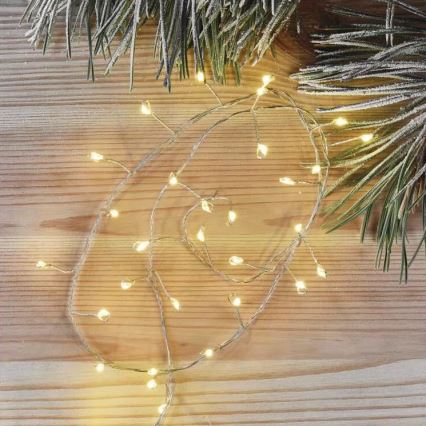 LED-lichtsnoer 100xLED/3xAA 2,7 m warm wit