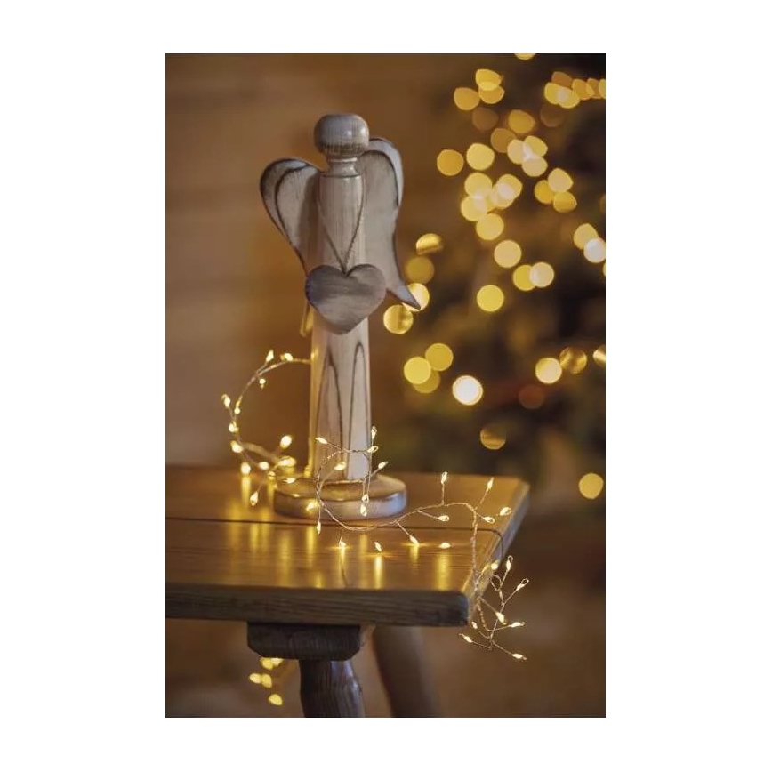 LED-lichtsnoer 100xLED/3xAA 2,7 m warm wit