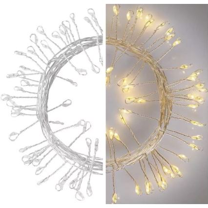 LED-lichtsnoer 100xLED/3xAA 2,7 m warm wit