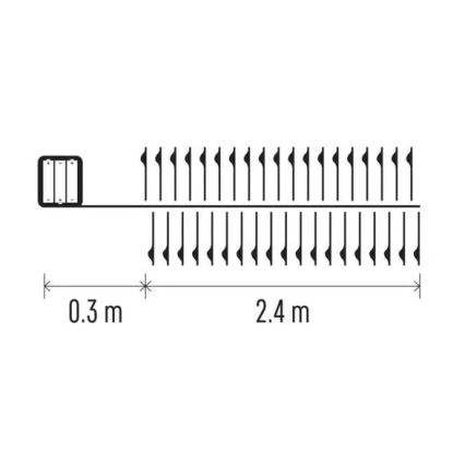 LED-lichtsnoer 100xLED/3xAA 2,7 m warm wit