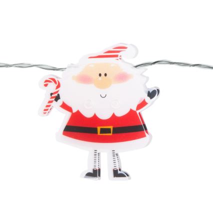 LED-lichtsnoer 10xLED/2xAA 1,35 m, warm wit, Santa