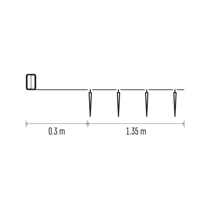LED  lichtsnoer 10xLED/2xAA 1,65m