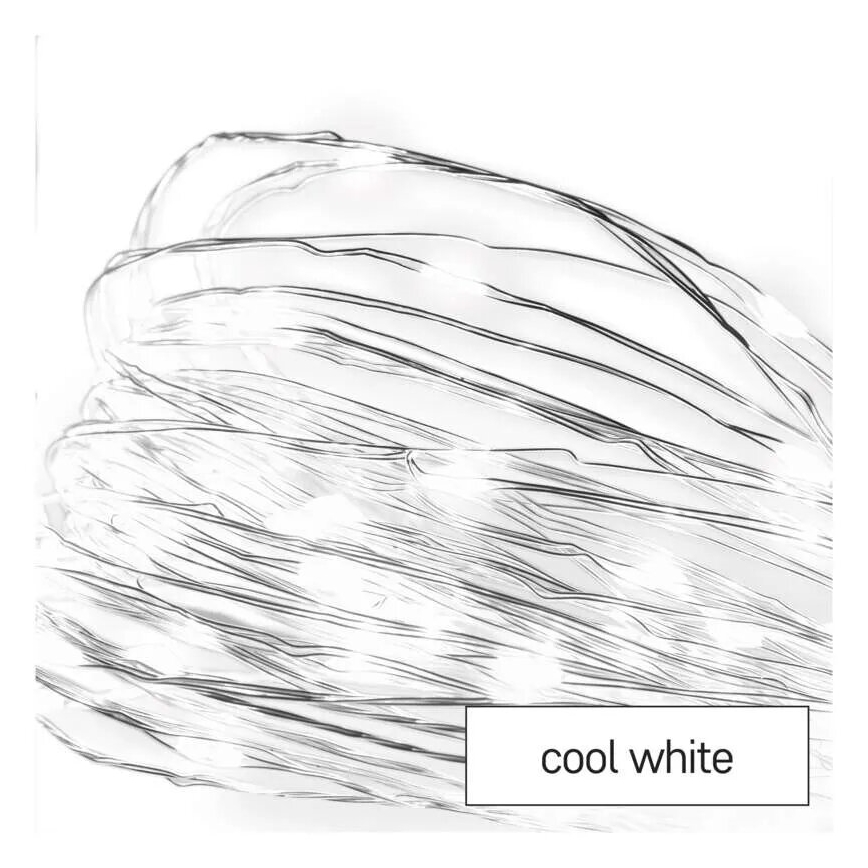 LED-lichtsnoer 20xLED/2xAA, 2,4 m, koud wit