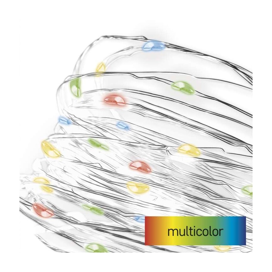 LED  lichtsnoer 20xLED/2xAA 2,4m meerkleurig