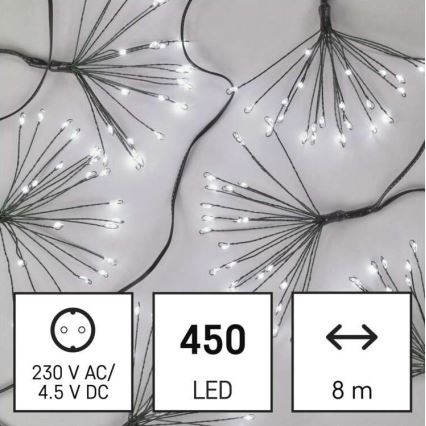 LED-lichtsnoer, 450 LEDs, 8+3 m, koud wit