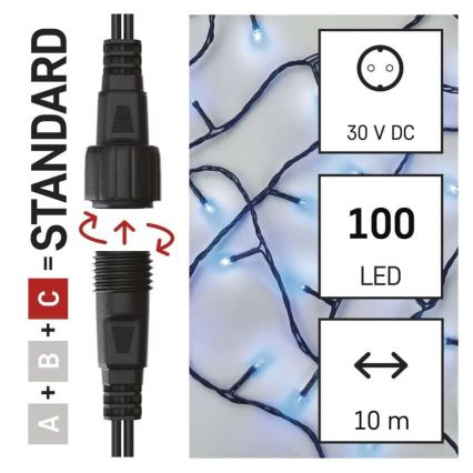 LED-lichtsnoer voor buiten 100xLED/10m IP44 blauw