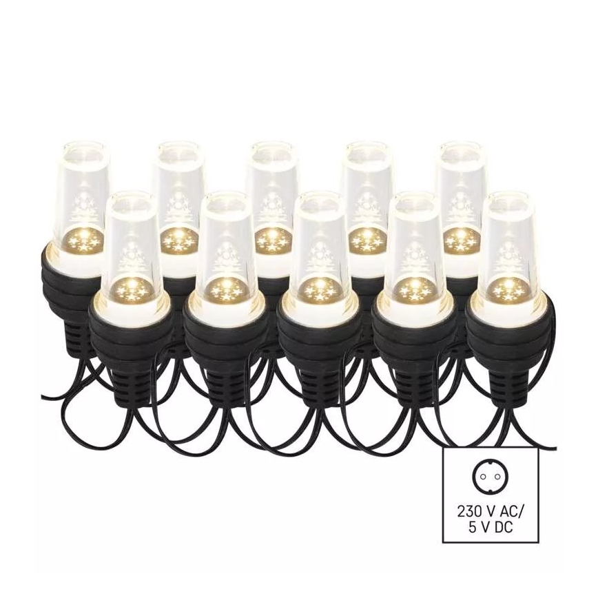 LED-lichtsnoer voor buiten 10xLED/9,5 m IP44 koelwit