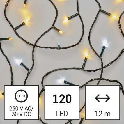 LED-lichtsnoer voor buiten 120xLED/2 functies 17m IP44 warm/koud wit