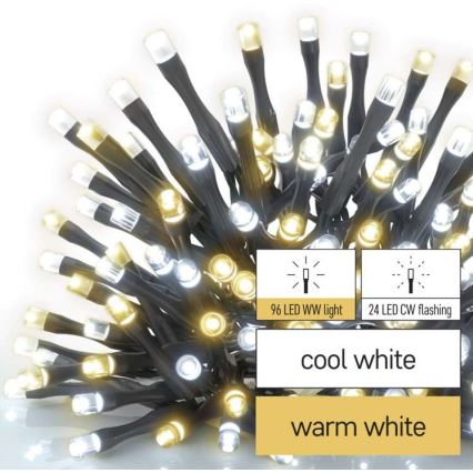 LED-lichtsnoer voor buiten 120xLED/2 functies 17m IP44 warm/koud wit