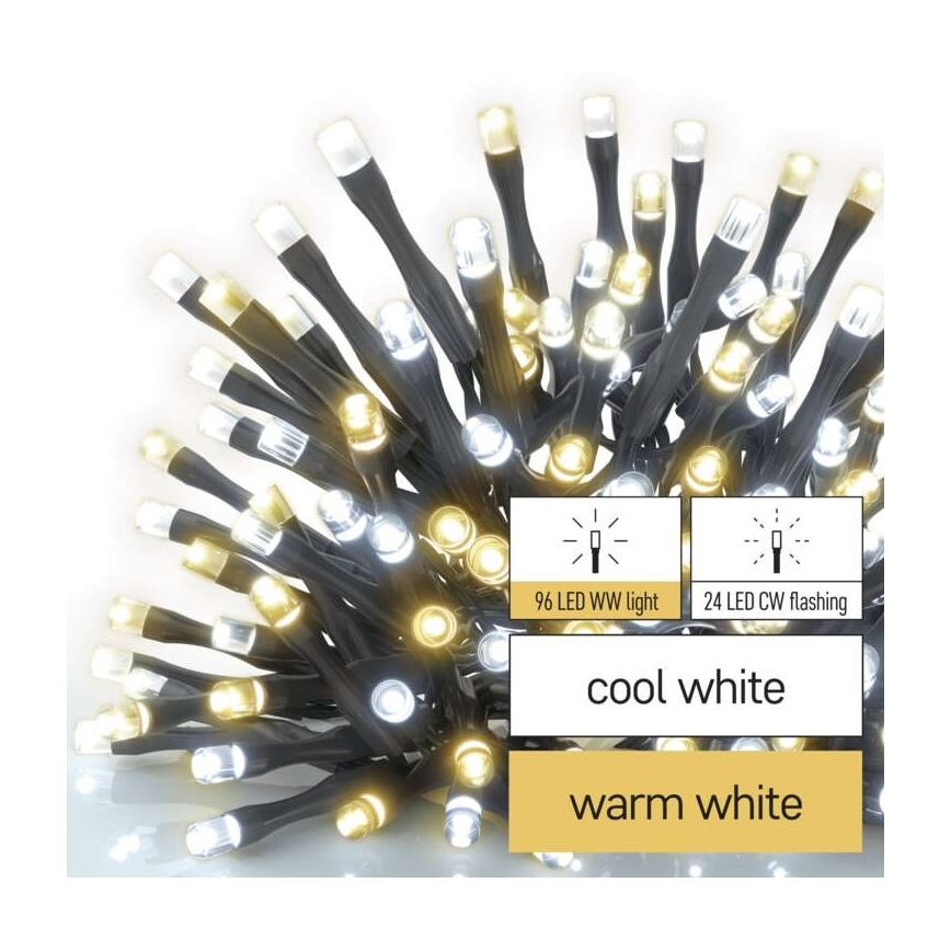 LED-lichtsnoer voor buiten 120xLED/2 functies 17m IP44 warm/koud wit