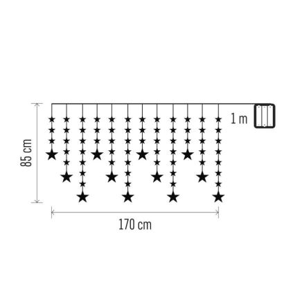 LED-lichtsnoer voor buiten 120xLED/8 functies 3xAA 1,7 m IP44 koel wit
