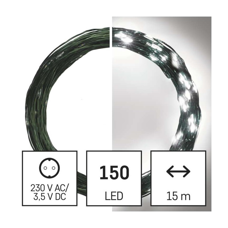 LED-lichtsnoer voor buiten, 150 LEDs / 20 m, IP44, koel wit
