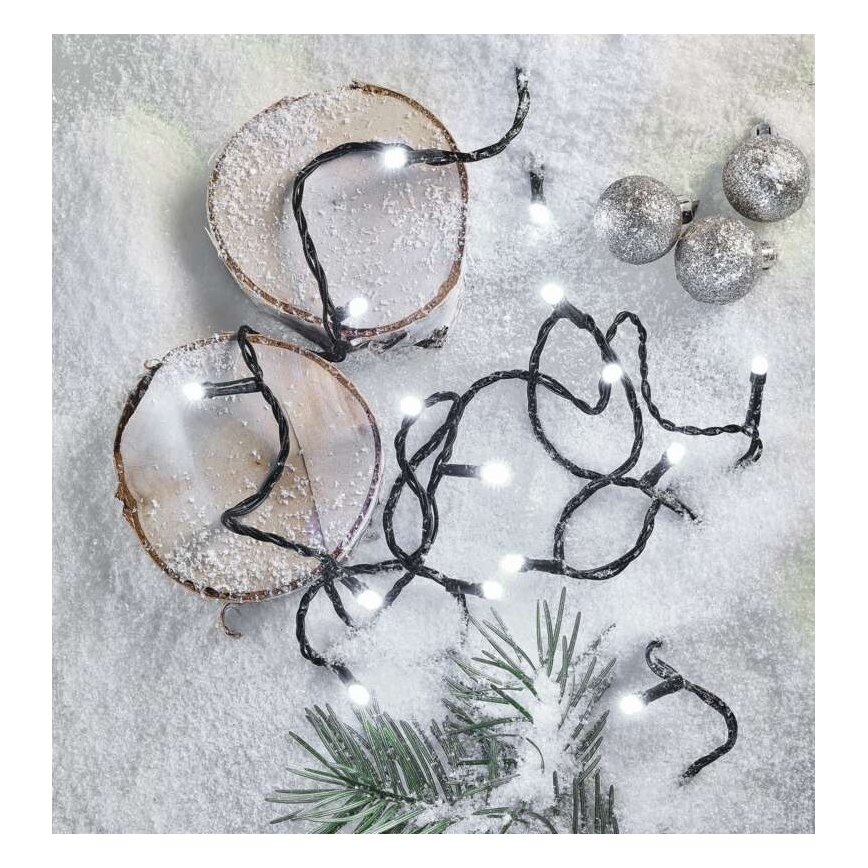 LED-lichtsnoer voor buiten, 180 LEDs, 8 standen, 23 m, IP44, koud wit