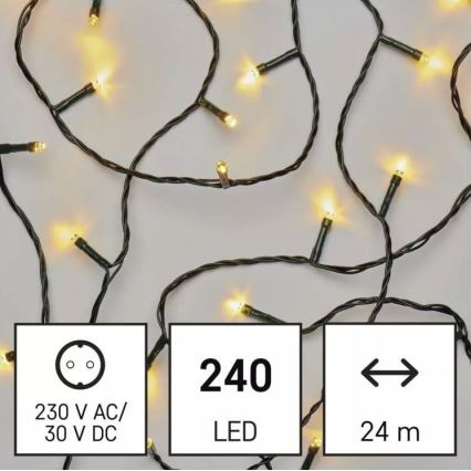LED-lichtsnoer voor buiten, 240 LEDs, 8 standen, 29 m, IP44, warm wit