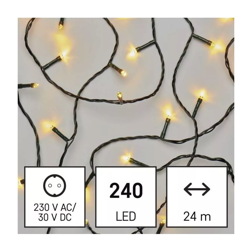LED-lichtsnoer voor buiten, 240 LEDs, 8 standen, 29 m, IP44, warm wit