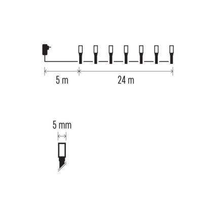 LED-lichtsnoer voor buiten, 240 LEDs, 8 standen, 29 m, IP44, warm wit