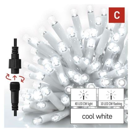 LED-lichtsnoer voor buiten 50xLED/3x0,4m IP44 koud wit
