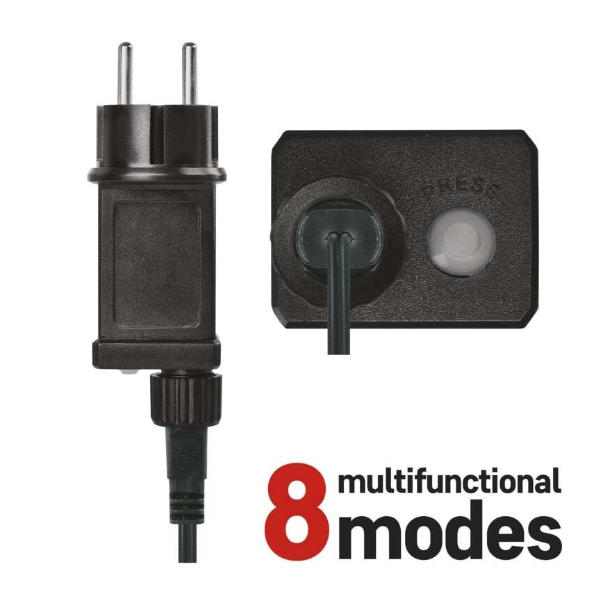 LED-lichtsnoer voor buiten, 600 LED / 8 standen, 15 m, IP44, koud wit