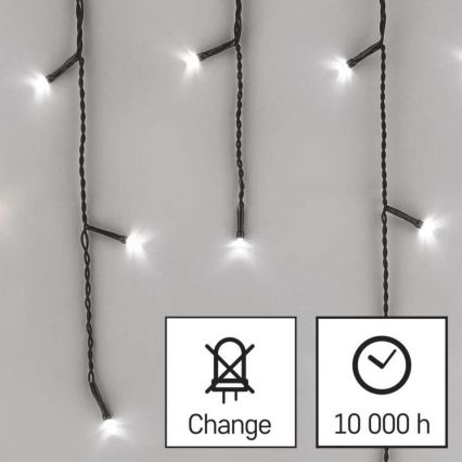 LED-lichtsnoer voor buiten, 600 LED / 8 standen, 15 m, IP44, koud wit