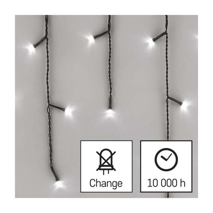 LED-lichtsnoer voor buiten, 600 LED / 8 standen, 15 m, IP44, koud wit