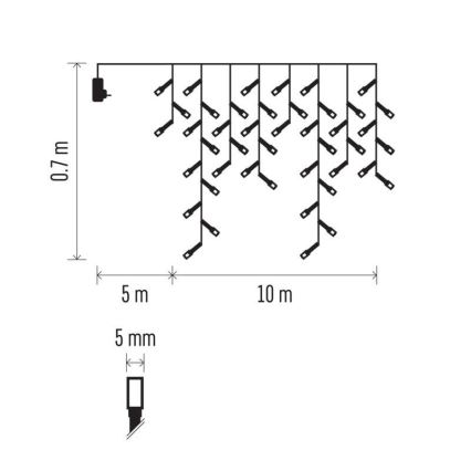 LED-lichtsnoer voor buiten, 600 LED / 8 standen, 15 m, IP44, koud wit