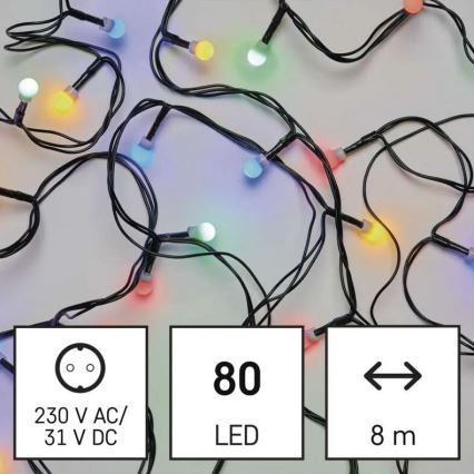 LED-lichtsnoer voor buiten, 80 LEDs, 8 functies, 13 m, multicolor, IP44