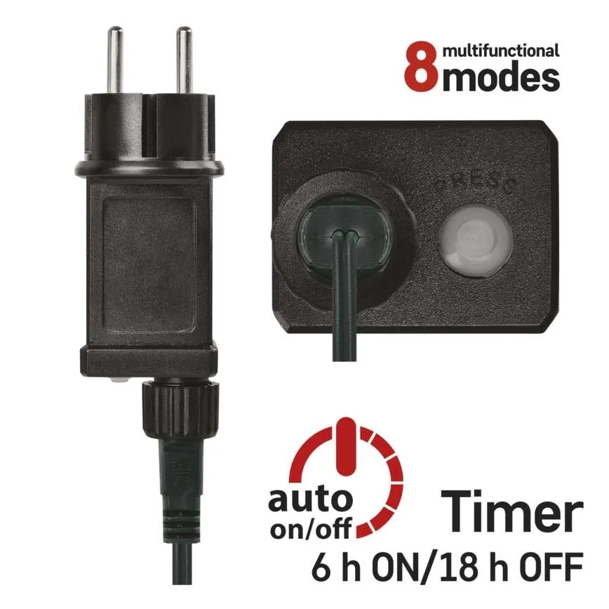 LED-lichtsnoer voor buiten, 80×LED, 8 functies, 13 m, koud wit, IP44