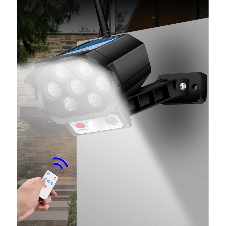 LED imitatie beveiligingscamera met sensor en zonnepaneel LED/5W/5,5V 800 mAh IP65 + afstandsbediening