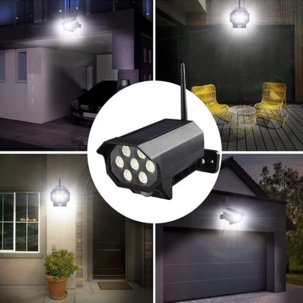 LED imitatie beveiligingscamera met sensor en zonnepaneel LED/5W/5,5V 800 mAh IP65 + afstandsbediening