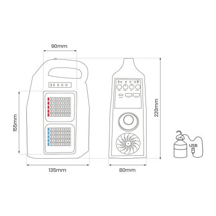 LED Multifunctioneel zonne- lamp met een luidspreker en power bank LED/5W/7200mAh IP65