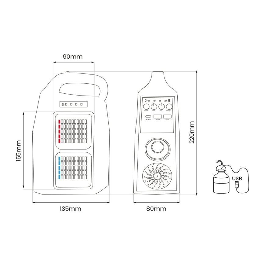 LED Multifunctioneel zonne- lamp met een luidspreker en power bank LED/5W/7200mAh IP65