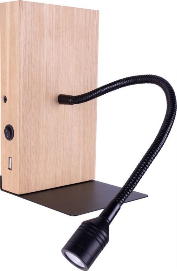 LED-muurlamp LECTOR LED/2,5W/230V USB eiken