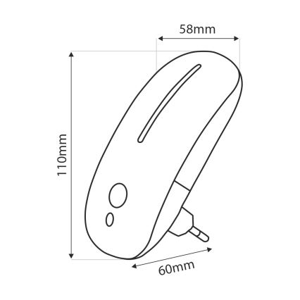 LED Nachtlamp met sensor LED/1W/230V wit
