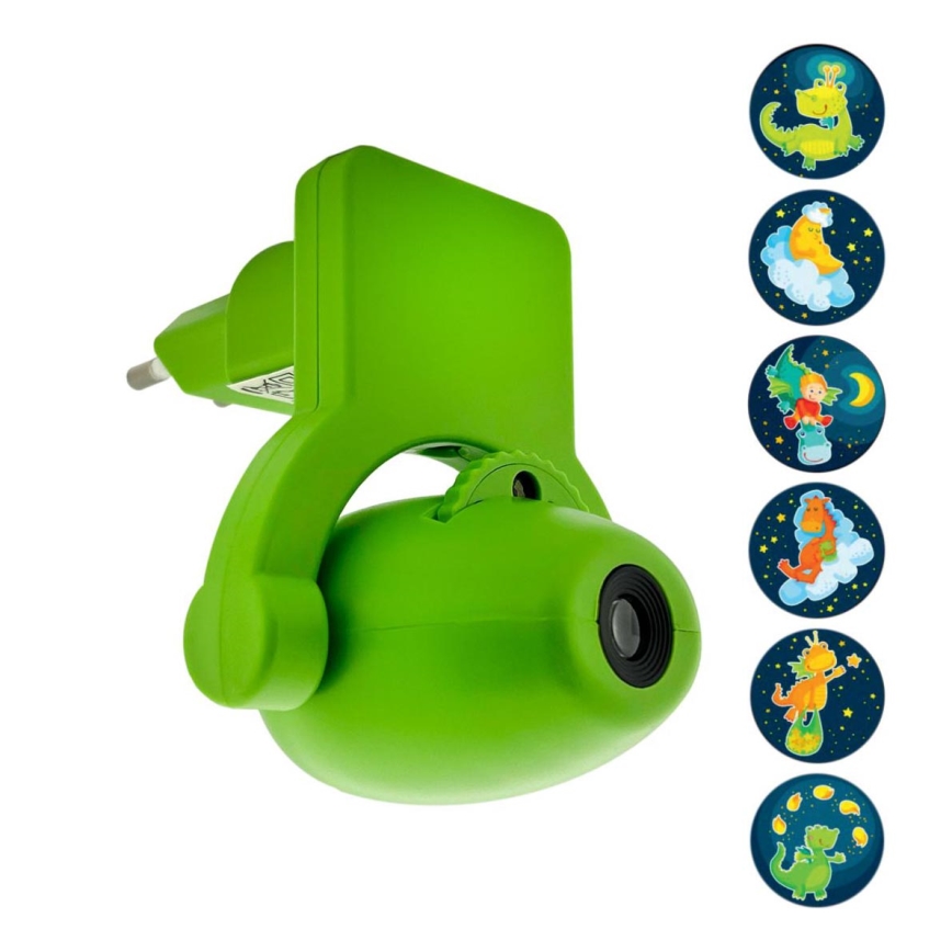 LED Nachtlampje kinderkamer met een beamer LED/0,5W/230V groen